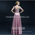 A-Line Appliques Pattern Long Chiffon Bridesmaid Dress Legant Evening Dress